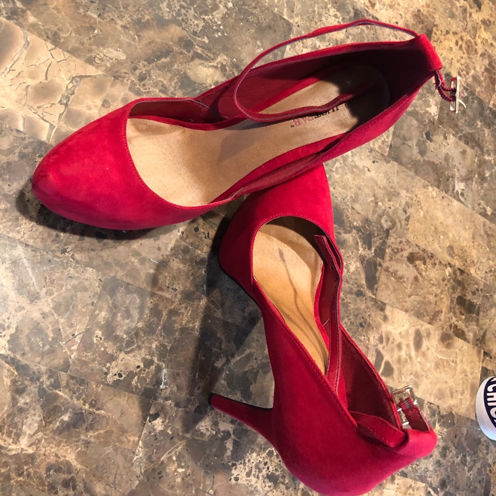 Red platform heels